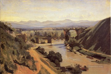 The Augustan Bridge at Narni Jean Baptiste Camille Corot river Oil Paintings